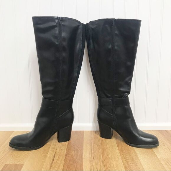 SOUL Naturalizer Black Wide Calf Chunky Heel Boot Knee High Size 6.5 New - Picture 6 of 13